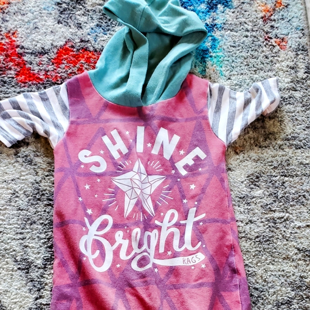 shine bright 3/4 sleeve hooded rag